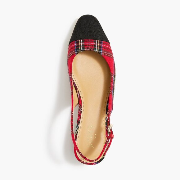 NWT J.Crew Factory Tartan Low-heel Slingbacks - Picture 2 of 5